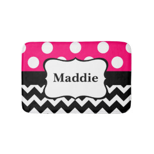 Roze zwarte Chevron Monogram Bathmat Badmat
