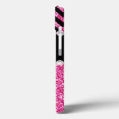 Roze zwarte Chevron Monogram Case-Mate iPhone Case (Achterkant / Links)