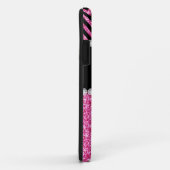 Roze zwarte Chevron Monogram Case-Mate iPhone Case (Achterkant/rechts)