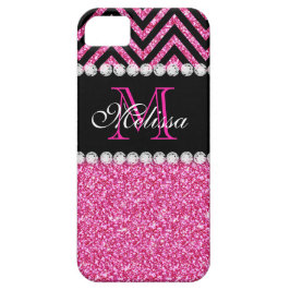 Roze zwarte Chevron Monogram iPhone 11 Hoesje