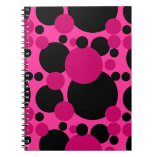 Roze zwarte cirkel stippen patroon notitieboek