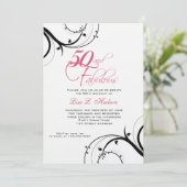 Roze zwarte cirkels 50th en Fabulous! Verjaardag Kaart (Staand voorkant)