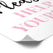 Roze Zwarte Confetti Help jezelf te ondertekenen Poster (Hoek)