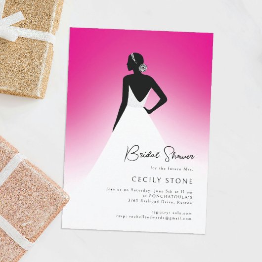 Roze & Zwarte Couture Trouwjurk Vrijgezellenfeest Kaart