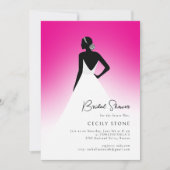 Roze & Zwarte Couture Trouwjurk Vrijgezellenfeest Kaart (Voorkant)