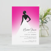 Roze & Zwarte Couture Trouwjurk Vrijgezellenfeest Kaart (Staand voorkant)