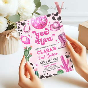 Roze Zwarte Cowgirl ELKE LEEFTIJD Rodeo Verjaardag Kaart