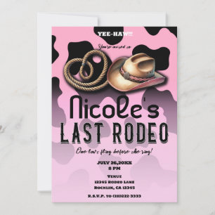 Roze & Zwarte Cowgirl Laatste Rodeo Bachelorette  Kaart