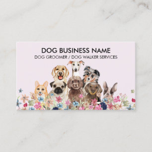 Roze Zwarte Cute Essentiële Hond Groomer Visitekaartje