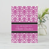 Roze zwarte Damask Bridal Lunch Invitation Cards Kaart (Staand voorkant)