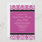 Roze zwarte Damask Bridal Lunch Invitation Cards Kaart (Achterkant)