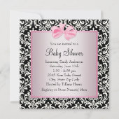 Roze Zwarte Damask Schoenen Baby Meisje Douche Kaart (Achterkant)