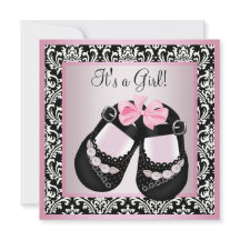 Roze Zwarte Damast Schoenen Baby Meisje Shower