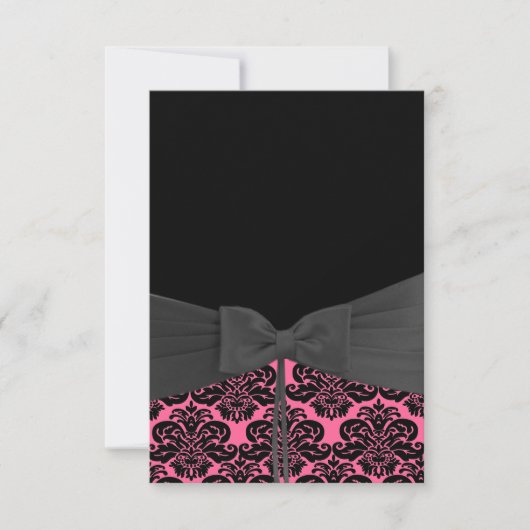 ROZE & ZWARTE DAMAST Uitnodiging (Voorkant)
