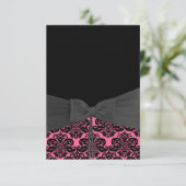 ROZE & ZWARTE DAMAST Uitnodiging (Staand voorkant)
