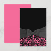 ROZE & ZWARTE DAMAST Uitnodiging (Voorkant / Achterkant)