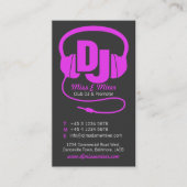 Roze & zwarte dames DJ promoter visitekaartje (Voorkant)