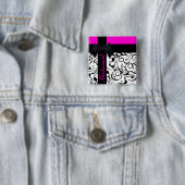 roze zwarte dampdonker bridesmaïde vierkante button 5,1 cm (In situ)