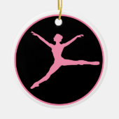 Roze zwarte danseres persoonlijke kerstmis keramisch ornament (Voorkant)