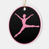Roze zwarte danseres persoonlijke kerstmis keramisch ornament (Links)