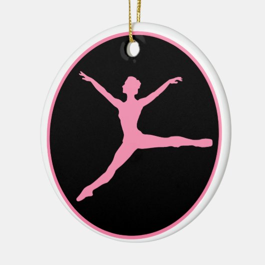Roze zwarte danseres persoonlijke kerstmis keramisch ornament (Links)