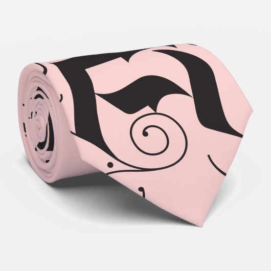 Roze Zwarte Deck de Hallen Kerst Lettering Stropdas (Opgerold)