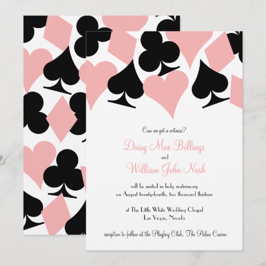 Roze & Zwarte Destiny Las Vegas Uitnodiging (Voorkant / Achterkant)