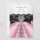  roze zwarte diamantfeest kaart (Achterkant)