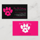 Roze zwarte dichter Sociale media Dog Kat Paw Visitekaartje (Voorkant / Achterkant)