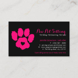 Roze zwarte dichter Sociale media Dog Kat Paw Visitekaartje