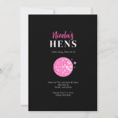 Roze Zwarte Disco Hens Party Uitnodiging Route (Voorkant)