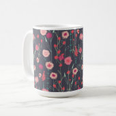 Roze zwarte donker Boho Floral Koffiemok (Voorkant links)