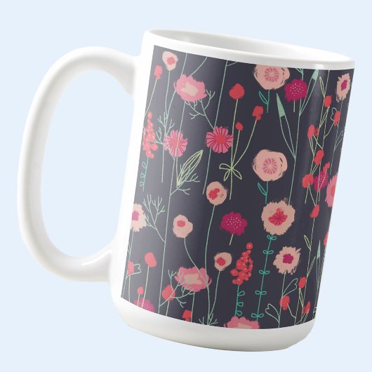 Roze zwarte donker Boho Floral Koffiemok