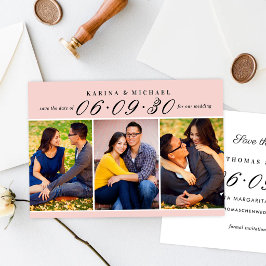 Roze Zwarte Drie Foto Collage Trouwfeest Save The Date