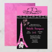 Roze zwarte Eiffeltoren Parijs, Birthday Kaart (Voorkant / Achterkant)