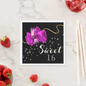 Roze zwarte elegante glitterboog sparren servetten (Insitu)
