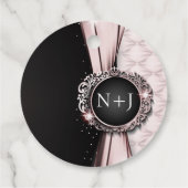 Roze & Zwarte Elegante Luxe Trouw Bedankjes Labels (Achterkant)