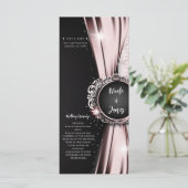 Roze & Zwarte Elegante Luxe Trouwprogramma Programmakaart (Staand voorkant)