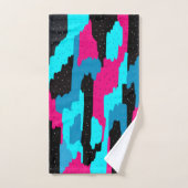 Roze, zwarte en blauwe Abstracte tekenafdrukken Bad Handdoek (Handdoek)