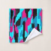 Roze, zwarte en blauwe Abstracte tekenafdrukken Bad Handdoek (Wasdoekje)