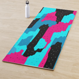 Roze, zwarte en blauwe Abstracte tekenafdrukken Yogamat