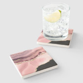 Roze, zwarte en Gold Faux Agate Stenen Onderzetter (Zijkant)