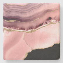 Roze, zwarte en Gold Faux Agate