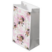 Roze, zwarte en gouden flank klein cadeauzakje (Achterkant Gekanteld)