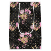 Roze, zwarte en gouden flank medium cadeauzakje (Achterkant)