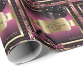 Roze, zwarte en gouden metalen - 00e verjaardag cadeaupapier (Rol Hoek)