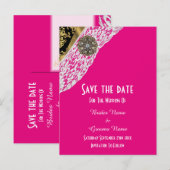 Roze zwarte en gouden witte kant, met uitzondering aankondigingskaart (Voorkant / Achterkant)