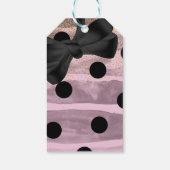 Roze zwarte en goudpokken met zwarte bovenlaag cadeaulabel (Achterkant)