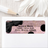 Roze zwarte en goudpokken met zwarte bovenlaag etiket (Insitu)