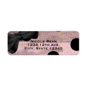 Roze zwarte en goudpokken met zwarte bovenlaag etiket (Voorkant)